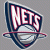 Pixelated logo with 'NETS' text in white and red, set against a dark blue background with a silver circular element below.
