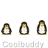 A contact sheet of 12 pixelated penguin icons arranged in a 3x2 grid, each showing slight variations in size and posture with the text "Coolbuddy" beneath them.
