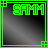 Animated contact sheet of 5x5 grid showing sequential frames of a green pixelated text animation on black background with gradient highlights.
