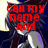 Pixelated anime-style character with long dark hair and red eyes, wearing a dark outfit with a red bow, shown in three with red text overlays