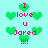 Pixelated green hearts surround red text reading "I love U Jared !!!!" on a light cyan background.