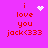 A pink background displays red text reading "i love you jack<333" with a white heart symbol above the text, which changes to a white starburst and then a white dotted circle in different frames.