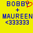 Yellow background with blue text reading 'BOBBY + MAUREEN <33333' and a red heart symbol replacing the 'O' in BOBBY.