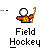 A 4x3 contact sheet of a pixelated animated field hockey icon showing frame-by-frame motion changes with a gray background transparency.