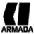 Black and white pixelated icon with stylized 'K' and 'I' shapes above the text 'ARMADA' in blocky capital letters.