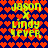 Pixelated text displays 'JASON X LINDY LEVER' over a blue background with red heart pattern; text shifts position across frames.
