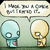 Two cartoon characters with large eyes stand side-by-side; the left character is light blue, right is yellow. A speech bubble above them reads "I Made You a Gif and I Loved It."