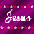 Purple background with red and white star patterns above and below two stylized 'Jesus' texts in white script.