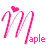 Three variations of a stylized lowercase 'm' with heart above and 'aple' text below, each in distinct colors on white background.