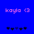 Blue background displays pink text 'kayla <3' above a of five pixelated stars with one blue star among four black stars