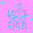 identical pixelated icons on a pink background, each displaying 'LOVE YOU SHF!' in blue text with green and white stars