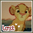 Animated pixel art of a young lion cub with light brown fur and darker red-brown outlines, standing against a sunset background with the word 'lost' in red text below.