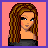 Pixel art contact sheet showing three frames of an animated buddy icon with a woman's face, torso, and legs alongside text reading SHEET THINGS COME IN LITTLE PACKAGES on pink backgrounds.
