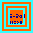 Four identical pixelated frames display orange and cyan nested squares with blue text reading "B-Ball Rox!!!" in the center.