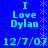 Blue background with light blue text reading 'I Love Dylan' and date '12/7/07', repeated in a pattern with star-like symbols between sections