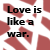 Static image with black text on white background featuring red geometric shapes and a quote about love.