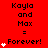 Red background displays "Kayla and Max = Forever!" text with white heart icons animating in quantity from one to five across frames.
