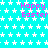 Cyan background with white star pattern and repeated pink 'Happy Easter' text in pixelated font.