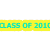 Yellow banner with cyan text "CLASS OF 2010" on left, red pixelated text "ily guy!" over a blurred background image of colorful objects.