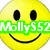 Yellow smiley face icon with black eyes and mouth, overlaid text in green, blue, and red bands across the middle.