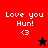 Four display 'Love you Hun! <3' text with a star symbol changing from black to red between two color schemes