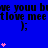 Blue background with repeated black text and pink heart symbols in varying quantities per