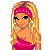 Pixel art of a blonde woman in pink and white clothing with 'baby doll' text on a pink background.