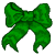 Static pixelated green bow icon with no visible text or additional elements on a gray background.