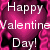 Pixelated static image with white text reading 'Happy Valentine Day!' on a pink and purple gradient background.