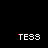 identical pixelated text 'TESS' icons on black background, each with a single red or pink accent dot in the letter 'E', arranged in five and six