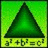 Green background with a dark green triangle and mathematical formula, surrounded by pixelated text questioning why math was studied for fun.