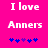 Pixelated text "I love Anners" on bright pink background with blue and purple star icons below, two identical static frames shown side-by-side.