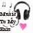 Animated icon with headphones, musical notes, pink heart, and text 'Music To My Ears' on left; right side shows a person in motion with name tag 'Jason Mraz'.