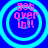 Four circular cyan rings on a blue background display pink text reading 'get over it!!' with varying ring counts per icon.