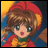 A 48x48 pixel buddy icon featuring a cartoon character with brown hair and green eyes wearing a red beret, alongside text reading "Anime IM" and "com" on a black background.
