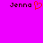 Pixelated text 'Jenna' appears on both sides of a red heart symbol against a bright pink background.