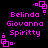 Pixelated pink text and geometric shapes on black background, with repeated names and decorative elements.