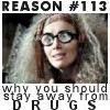 Static image with text overlay showing a person with long curly hair and glasses, with bold text at top and bottom.