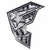 Pixelated grayscale icon of a curved, abstract shape with varying shades of gray and black, set against a white background.