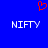 Red pixelated heart symbol above two white 'NIFTY' text blocks on solid blue background.