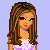 Pixel art contact sheet showing three frames of an animated icon with a cartoon woman, text reading "Im goin CrAzY OvEr yOu!" on pink background.