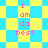 Pixelated text "I am da best" in pink on a yellow and cyan checkered background with diamond-shaped