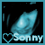Pixelated icon with a large light blue teardrop shape on black background, featuring a heart symbol and 'Sonny' text at bottom.