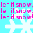 Pixelated cyan background with repeating pink text and white snowflakes in a pattern