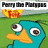 Pixelated image of a blue cartoon duck with large eyes and an orange beak, set against a green background with a fiery explosion above.