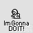 Pixelated character icon with 'ImGonnaDOIT!' text below, showing sequential animation frames of the character's pose changes.