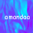 Pixelated text 'amandaa' appears in white on a blue-purple gradient background with a gray rectangular section on the right.