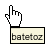Pixelated white hand cursor icon with index finger extended, positioned above a rectangular beige button labeled 'batetooz' on gray background.