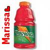 Red bottle with green label featuring orange and yellow fruit slices, vertical red text 'Marissal' on left side.