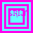 Four square with cyan and magenta borders display pixelated text 'BRIJ' in varying positions across frames